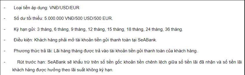 Lưu ý Tiết kiệm trả lãi hàng tháng