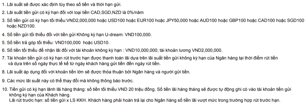Lưu ý Tiền gửi tích lũy an gia Ngân hàng Shinhan