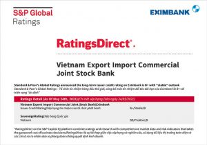  S&P Global Ratings giữ nguyên mức tín nhiệm đối tác dài hạn của Eximbank