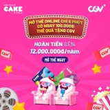 Tặng ngay mã thẻ quà tặng CGV trị giá 100.000đ dành cho chủ thẻ tín dụng Cake Freedom